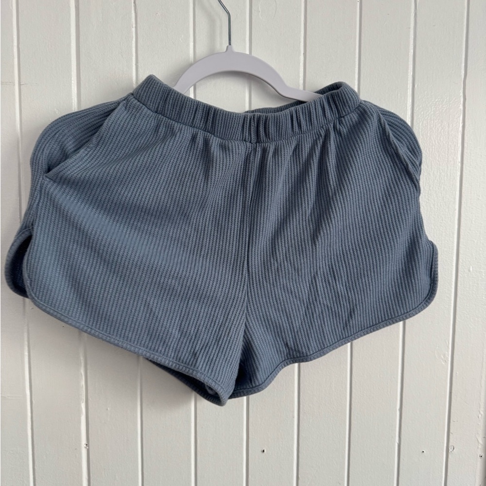 ROMWE Women's Athletic Ribbed Shorts in Blue